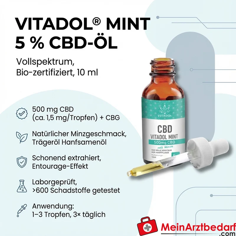 VITADOL Mint 5% CBD Vollspektrum-Öl 10 ml 500 mg