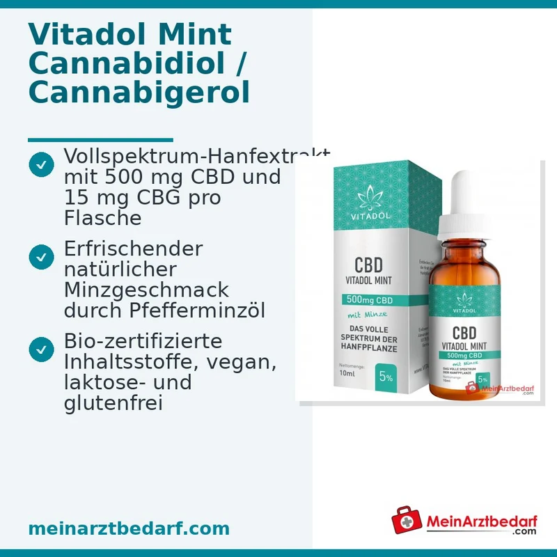 VITADOL Mint 5% CBD Vollspektrum-Öl 10 ml 500 mg