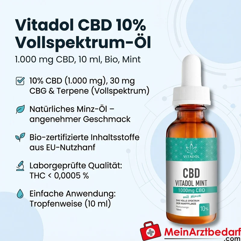 Vitadol CBD 10% (1000 mg) Bio Vollspektrum-Öl 10 ml