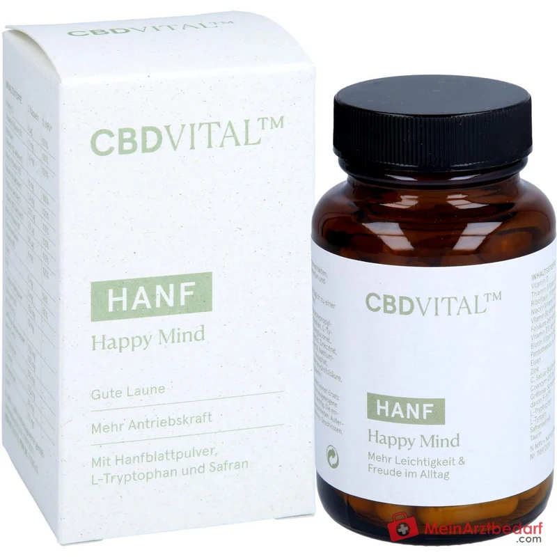 CBD VITAL Hanf Happy Mind Kapseln mit Griffonia (5‑HTP) 60 Stück