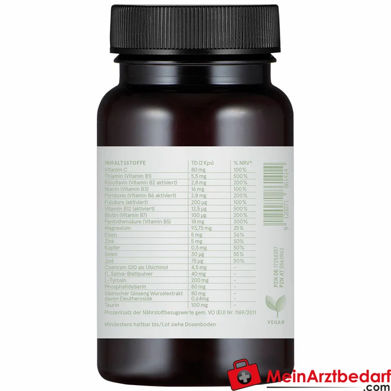 CBD VITAL Hanf Anti Stress Kapseln mit Eisen, aktivierten B‑Vitaminen und Sibirischem Ginseng 60 Kapseln