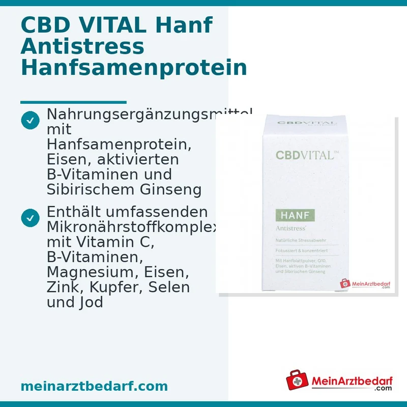 CBD VITAL Hanf Anti Stress Kapseln mit Eisen, aktivierten B‑Vitaminen und Sibirischem Ginseng 60 Kapseln