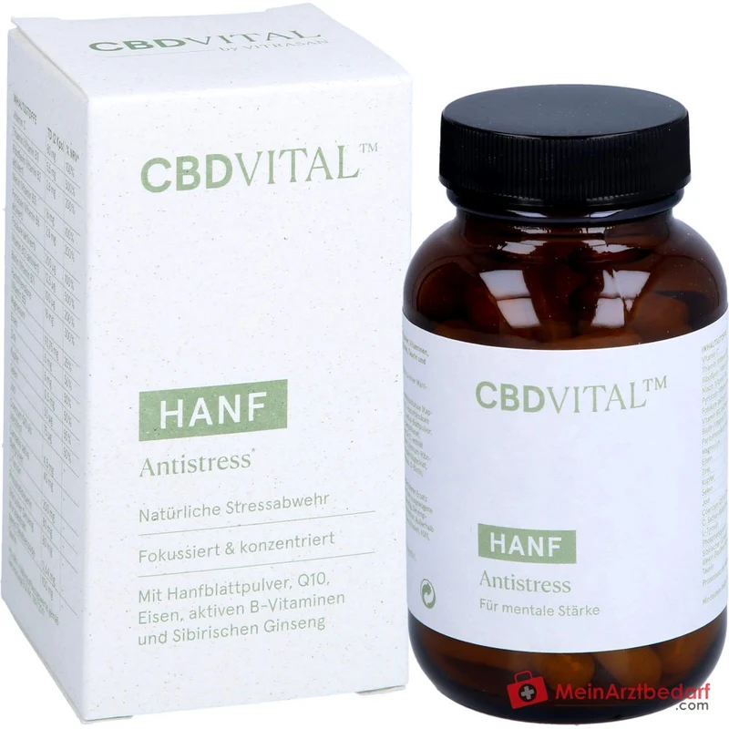 CBD VITAL Hanf Anti Stress Kapseln mit Eisen, aktivierten B‑Vitaminen und Sibirischem Ginseng 60 Kapseln