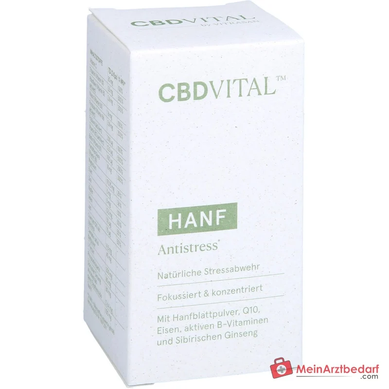 CBD VITAL Hanf Anti Stress Kapseln mit Eisen, aktivierten B‑Vitaminen und Sibirischem Ginseng 60 Kapseln