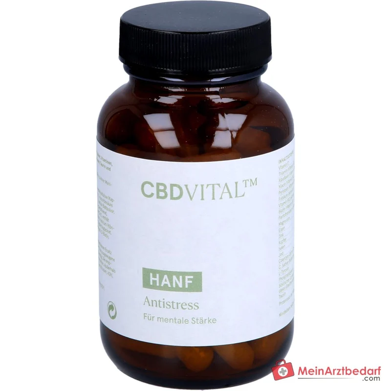 CBD VITAL Hanf Anti Stress Kapseln mit Eisen, aktivierten B‑Vitaminen und Sibirischem Ginseng 60 Kapseln