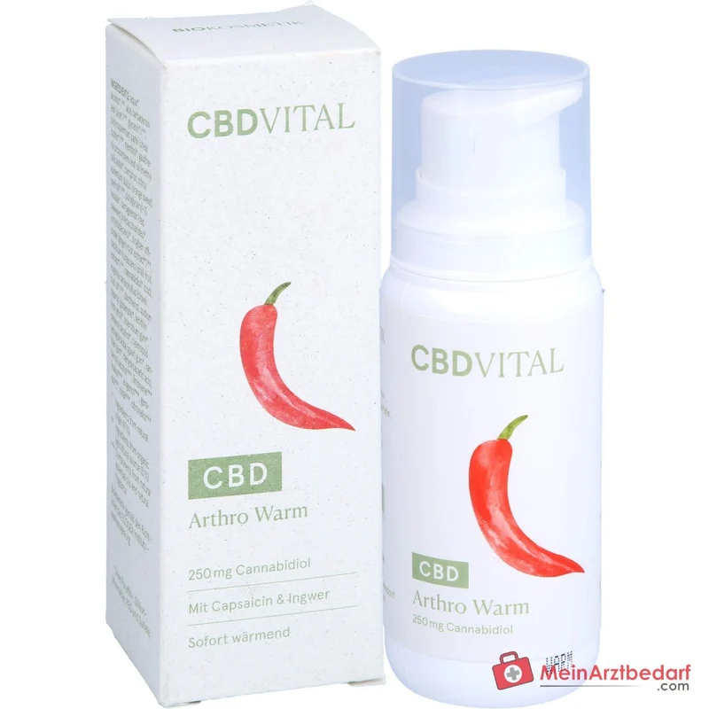 CBD Vital Arthro Warm Cannabidiol / Boswellia-Extrakt / MSM / Menthol / Kampfer / Orangenöl / Ingwer-Extrakt / Capsicum-Extrakt / Panthenol / Gewürznelkenöl / Aloe Vera Wärmecreme, 100 ml