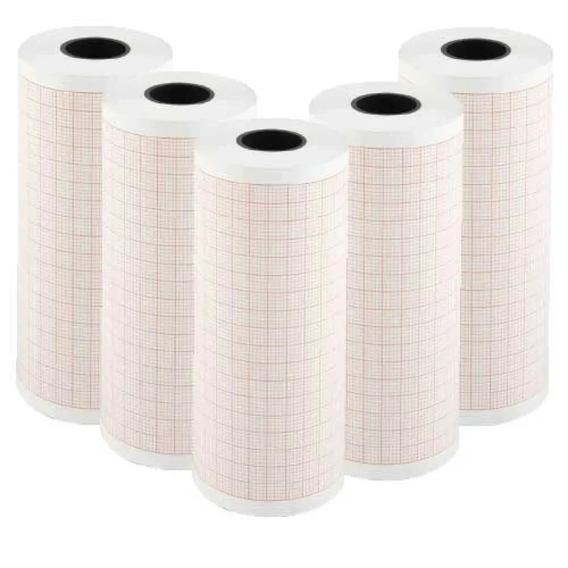 ECG papier Cardioline 200L- 210 mm x 30 mtr - oranje grid - 5 rollen