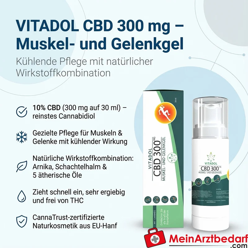 Vitadol CBD 300 Cannabidiol / Arnika / Schachtelhalm Muskel- und Gelenkgel, 30 ml