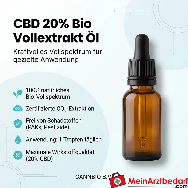 CannBio CBD 20% Cannabidiol Vollspektrum Hanfextrakt Tropfen, 10 ml