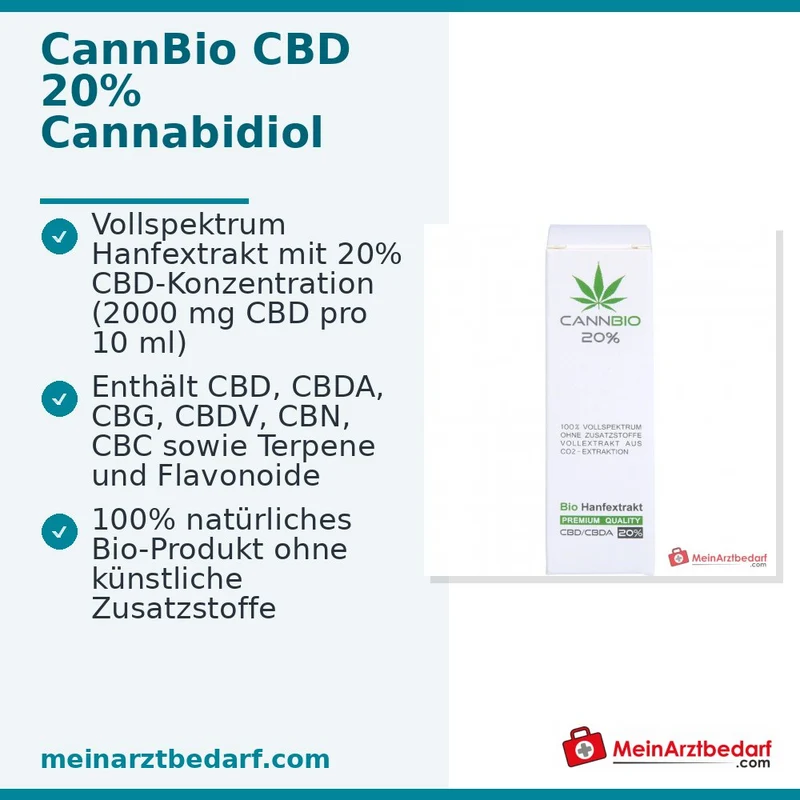 CannBio CBD 20% Cannabidiol Vollspektrum Hanfextrakt Tropfen, 10 ml