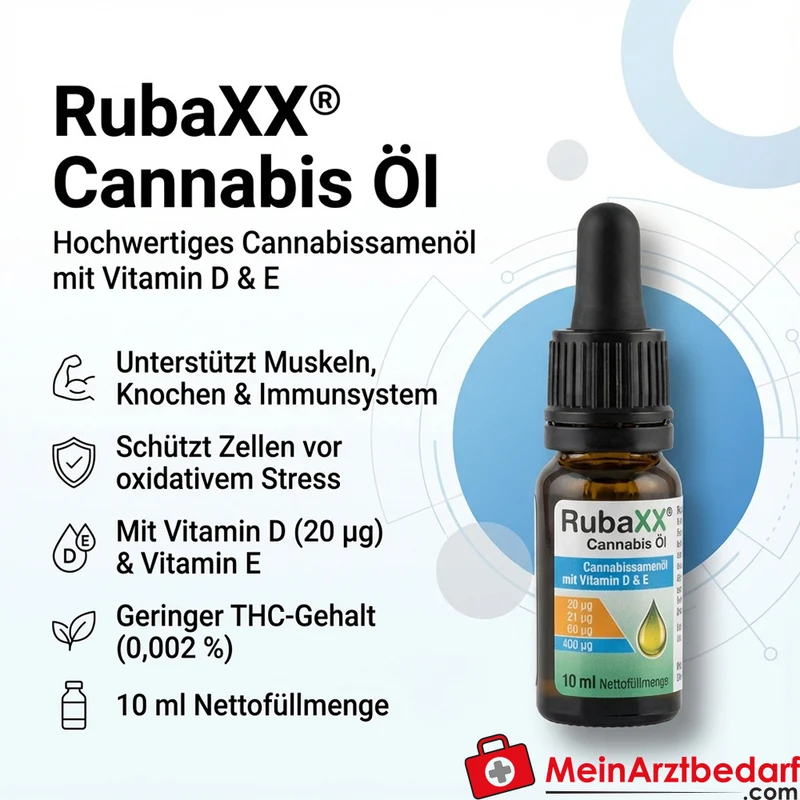 RubaXX Cannabis Öl Cannabissamenöl Vitamin D 20 µg Vitamin E Öl 10 ml