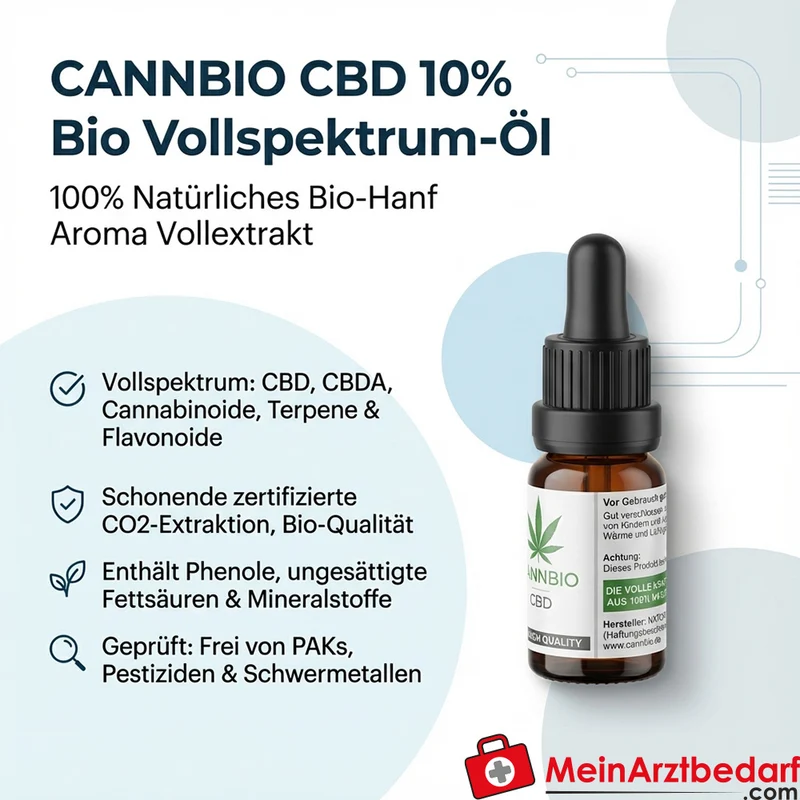 CANNBIO CBD 10% Bio Vollspektrum-Öl Tropfen