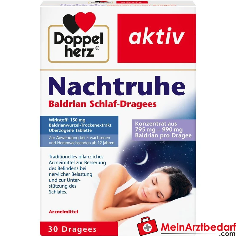 Doppelherz Nachtruhe Baldrian 150 mg Baldrian-Trockenextrakt überzogene Tabletten 30 Stück