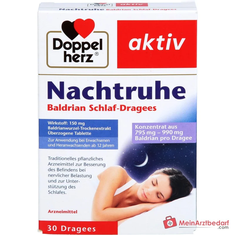 Doppelherz Nachtruhe Baldrian 150 mg Baldrian-Trockenextrakt überzogene Tabletten 30 Stück