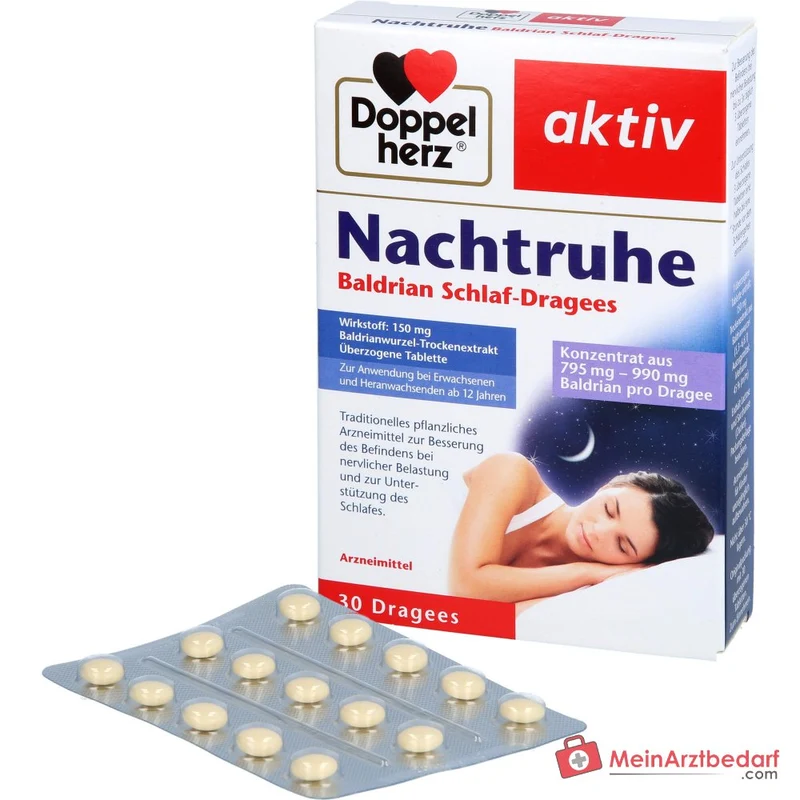 Doppelherz Nachtruhe Baldrian 150 mg Baldrian-Trockenextrakt überzogene Tabletten 30 Stück