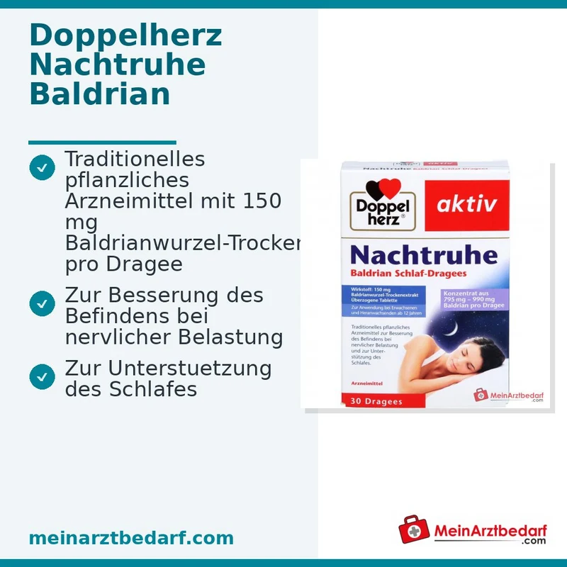 Doppelherz Nachtruhe Baldrian 150 mg Baldrian-Trockenextrakt überzogene Tabletten 30 Stück