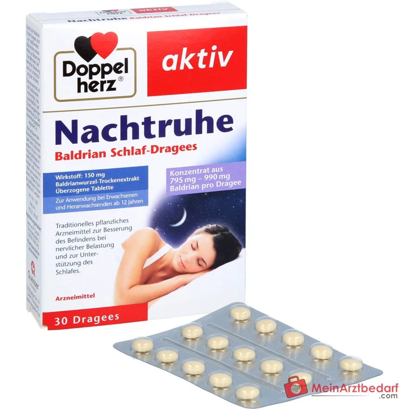 Doppelherz Nachtruhe Baldrian 150 mg Baldrian-Trockenextrakt überzogene Tabletten 30 Stück