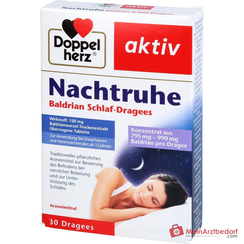 Doppelherz Nachtruhe Baldrian 150 mg Baldrian-Trockenextrakt überzogene Tabletten 30 Stück