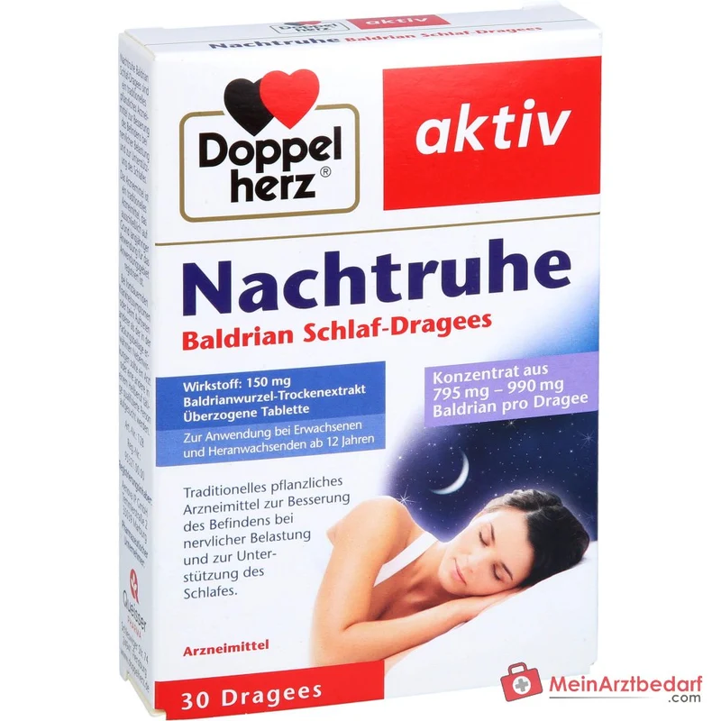 Doppelherz Nachtruhe Baldrian 150 mg Baldrian-Trockenextrakt überzogene Tabletten 30 Stück