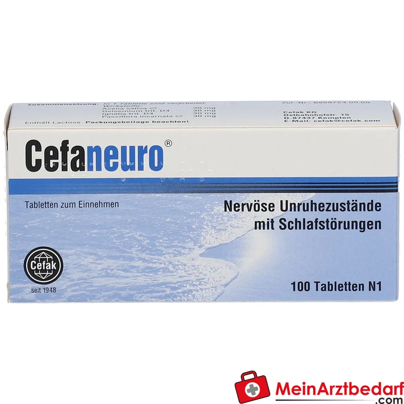Cefaneuro homöopathisches Arzneimittel, Gelsemium 30 mg, Avena sativa 30 mg, Strychnos ignatii 30 mg, Passiflora 30 mg Tabletten