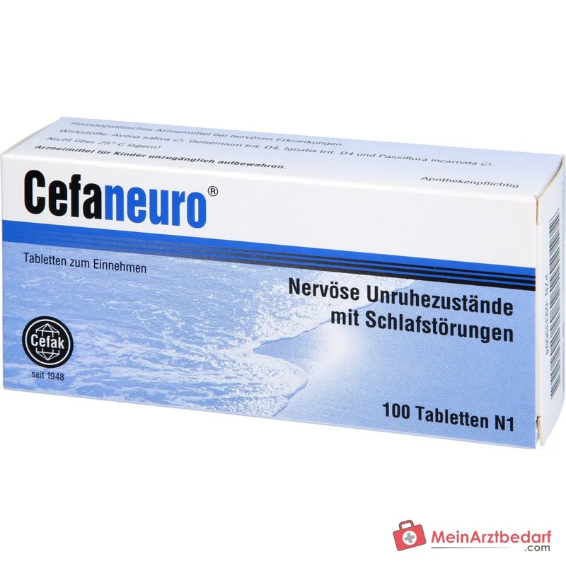 Cefaneuro homöopathisches Arzneimittel, Gelsemium 30 mg, Avena sativa 30 mg, Strychnos ignatii 30 mg, Passiflora 30 mg Tabletten