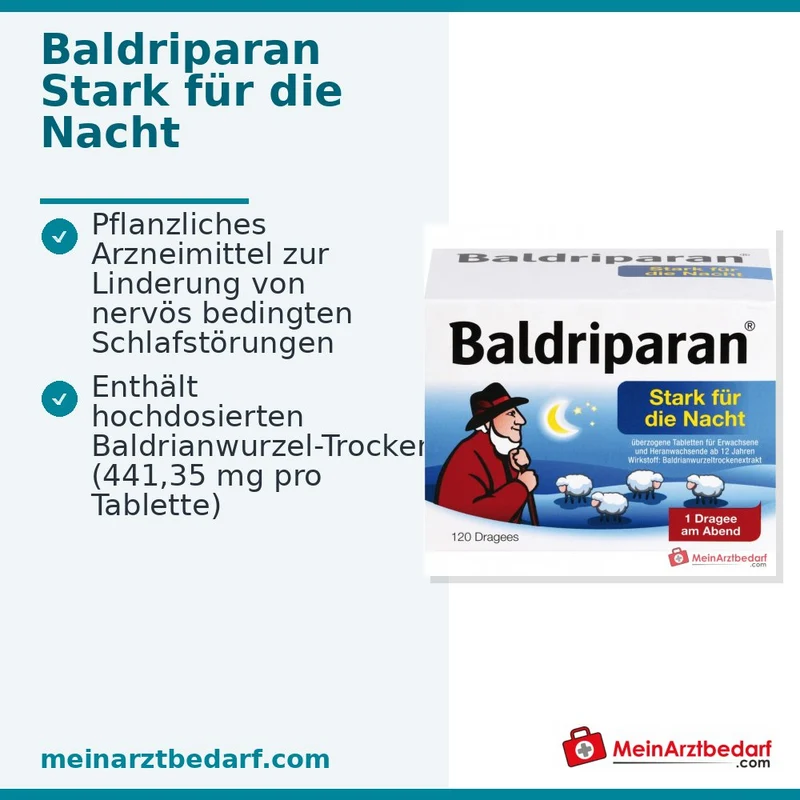 Baldriparan Stark für die Nacht Baldrianwurzel-Trockenextrakt 441,35 mg Dragees 120 St.