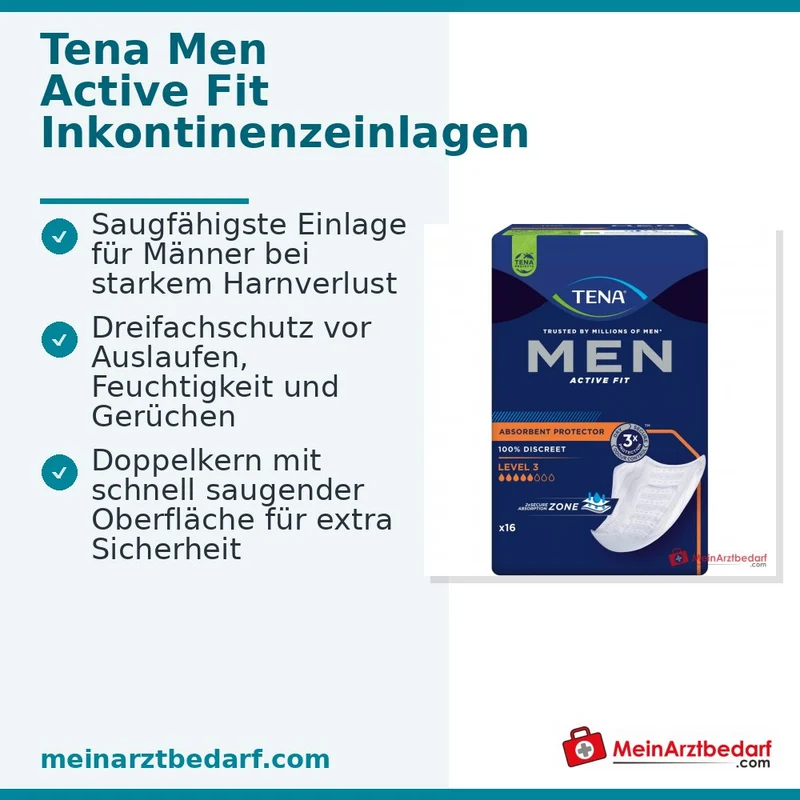TENA Men Active Fit Level 3 Einlagen für starken Harnverlust, einzeln verpackt