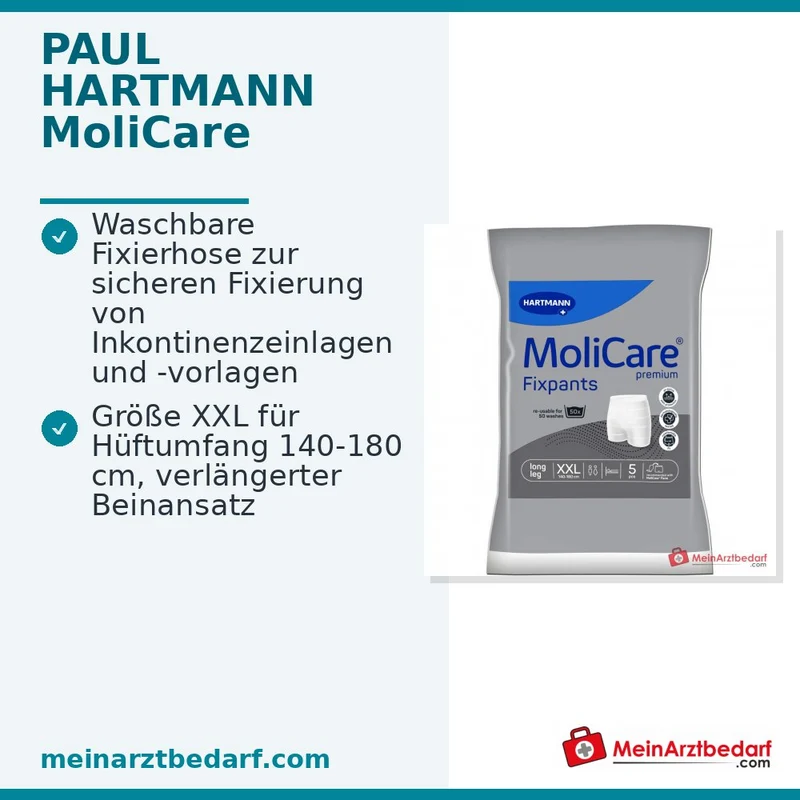 MoliCare Fixpants long leg Fixhose Inkontinenz Gr. XXL waschbar bis 50x 60°C mit Nässeindikator