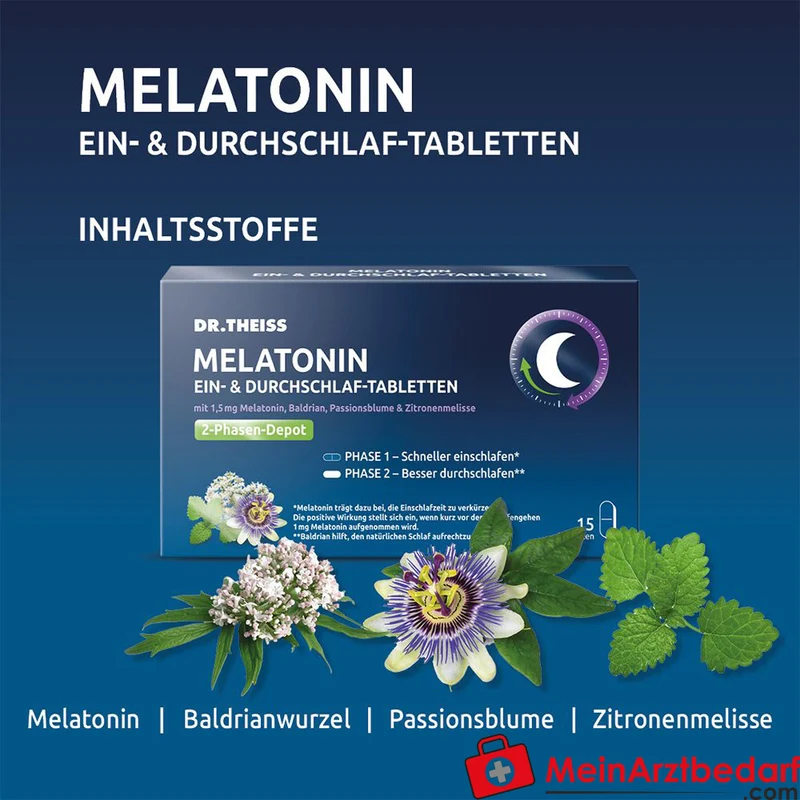 Dr. Theiss Ein- & Durchschlaf-Tabletten Melatonin 1,5 mg Tabletten 15 Stück