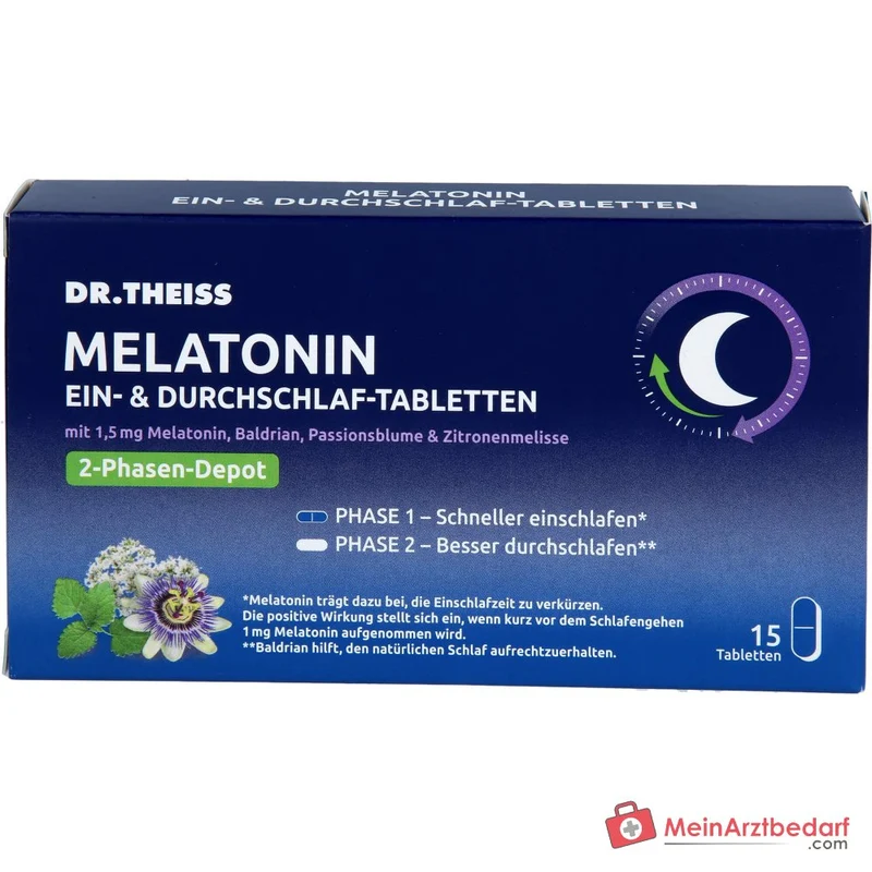 Dr. Theiss Ein- & Durchschlaf-Tabletten Melatonin 1,5 mg Tabletten 15 Stück