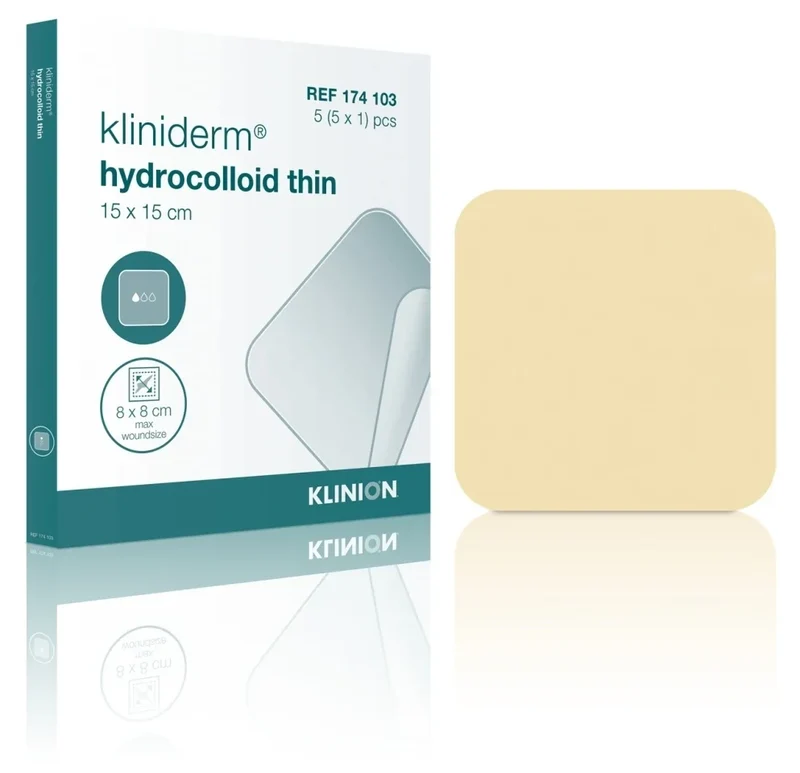 Klinion advanced kliniderm hydro thin hydrocolloid wondverband dun 15 x 15 cm, 5 stuks