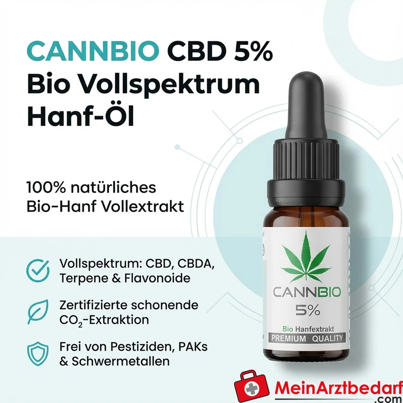 CANNBIO CBD 5% Cannabidiol Bio Hanf Vollextrakt Tropfen, 10 ml