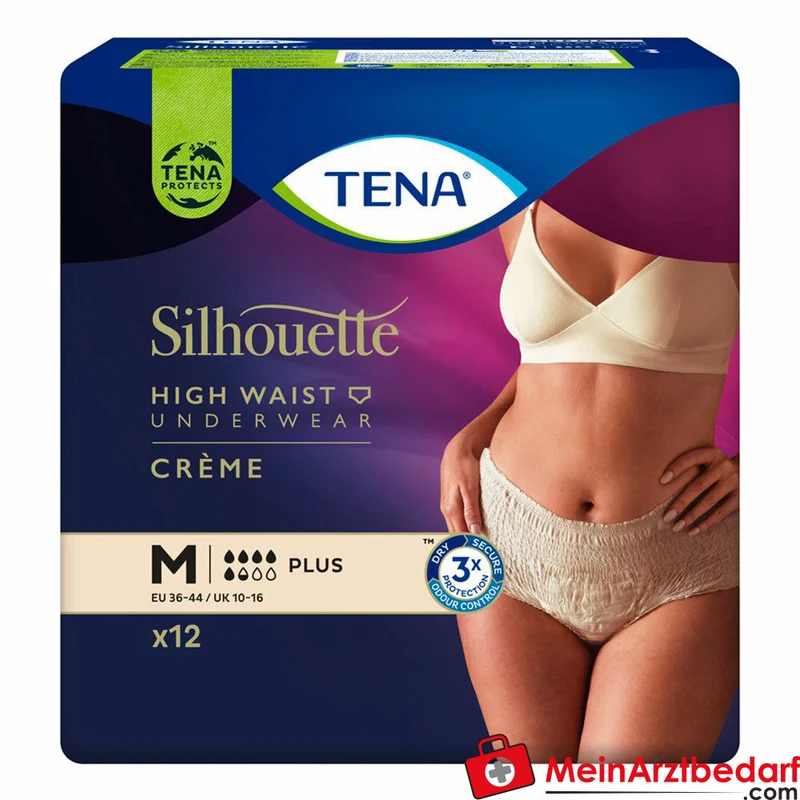 TENA Silhouette Plus Creme M Inkontinenz-Pants Einweghose taillenhoch für Frauen