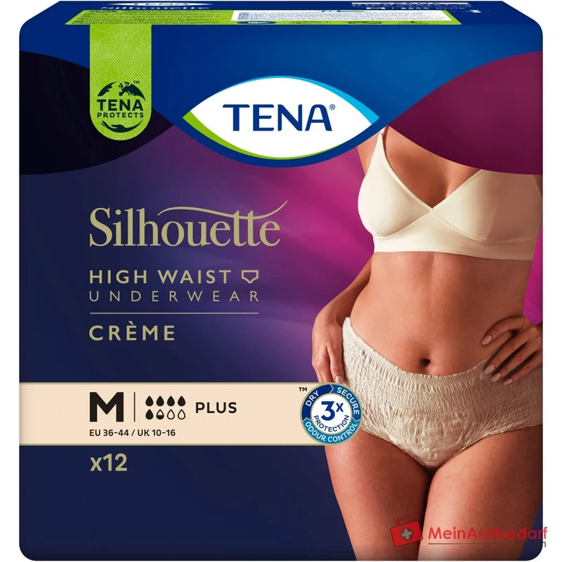 TENA Silhouette Plus Creme M Inkontinenz-Pants Einweghose taillenhoch für Frauen