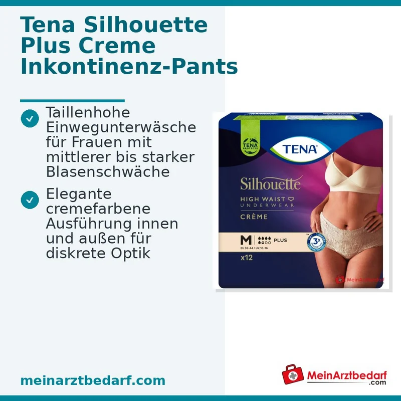 TENA Silhouette Plus Creme M Inkontinenz-Pants Einweghose taillenhoch für Frauen