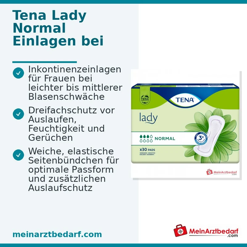 TENA Lady Normal Einlagen für Frauen leichte bis mittlere Blasenschwäche 30 Stück