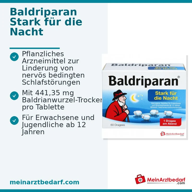 Baldriparan Stark für die Nacht Baldrianwurzel-Trockenextrakt 441,35 mg Dragees