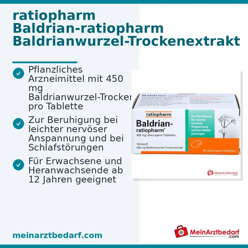 ratiopharm Baldrian-ratiopharm Baldrianwurzel-Trockenextrakt Überzogene Tabletten, 60 St.