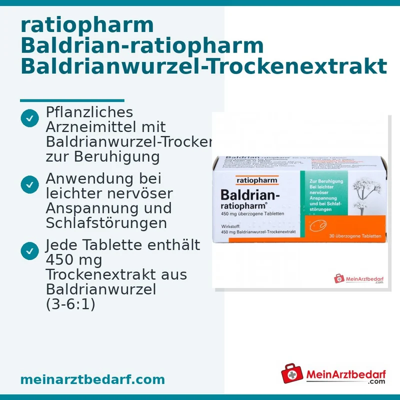 ratiopharm Baldrian-ratiopharm Baldrianwurzel-Trockenextrakt Überzogene Tabletten, 30 St.