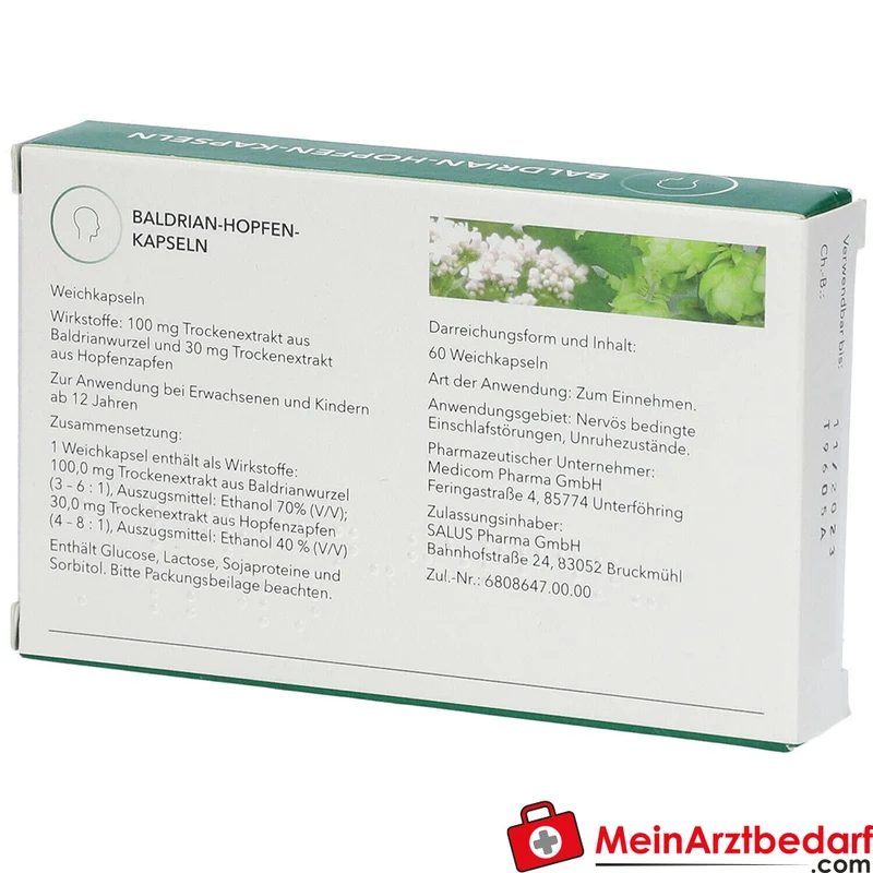 Baldrian‑Hopfen Kapseln (Baldrian & Hopfen) pflanzliches Arzneimittel, 60 St.