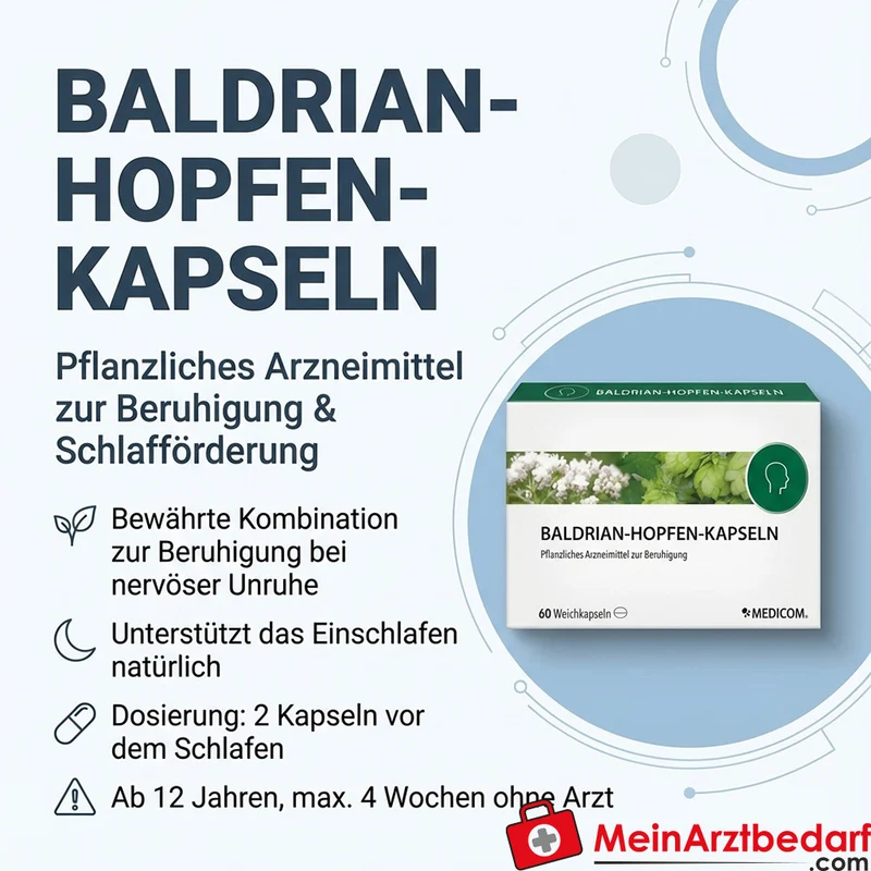 Baldrian‑Hopfen Kapseln (Baldrian & Hopfen) pflanzliches Arzneimittel, 60 St.