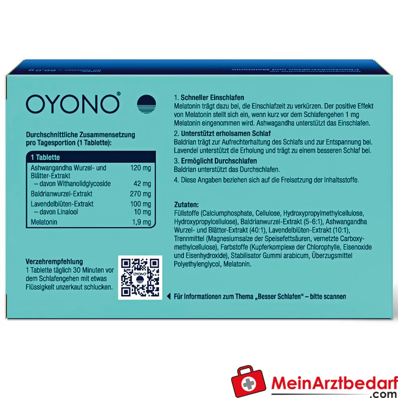 Oyono Nacht Intens Melatonin / Baldrian / Lavendel / Ashwagandha Tabletten, 60 St.