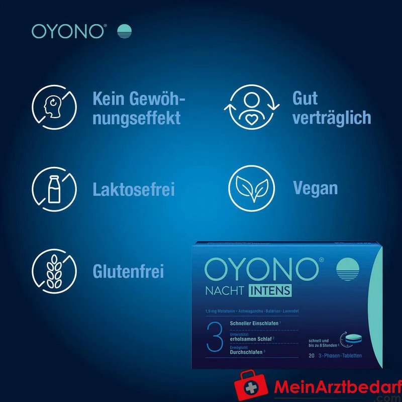 Oyono Nacht Intens Melatonin / Baldrian / Lavendel / Ashwagandha Tabletten, 20 St.