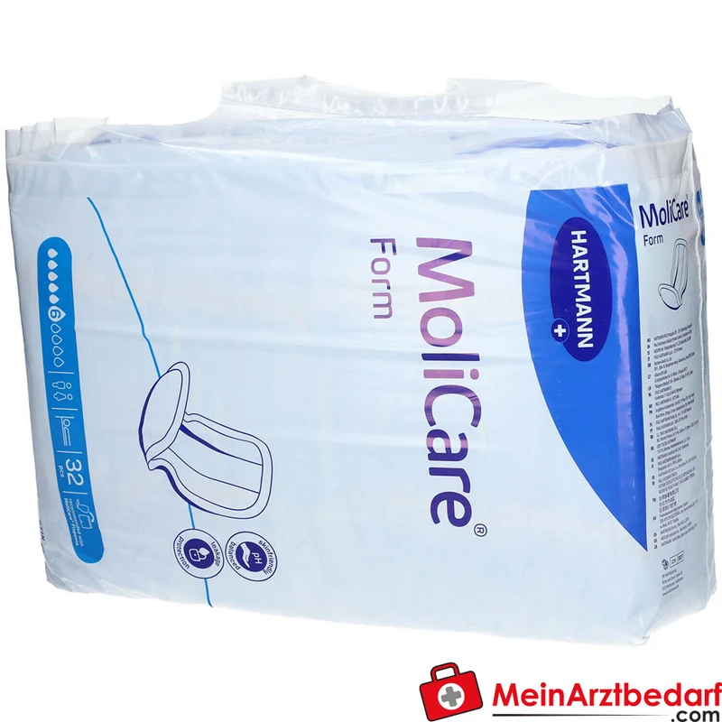 Hartmann MoliCare Form 6 Tropfen Inkontinenzvorlagen mit Folienrückseite, 128 Stück (4 x 32 Stück)