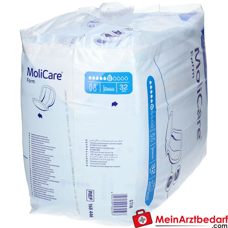 Hartmann MoliCare Form 6 Tropfen Inkontinenzvorlagen mit Folienrückseite, 128 Stück (4 x 32 Stück)