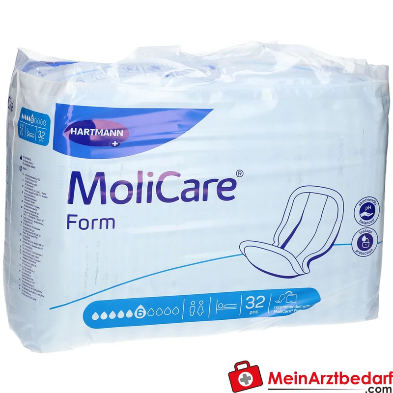 Hartmann MoliCare Form 6 Tropfen Inkontinenzvorlagen mit Folienrückseite, 128 Stück (4 x 32 Stück)