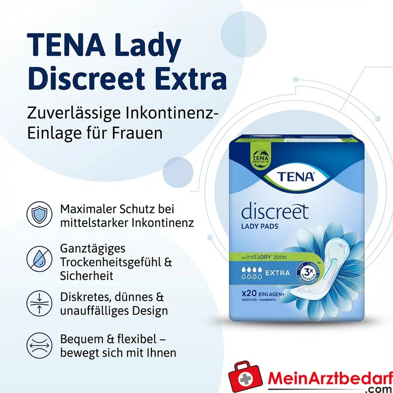 TENA Lady Discreet Extra Inkontinenz-Einlagen für Frauen, hohe Saugkraft