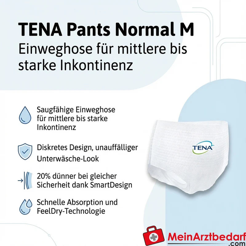 TENA Pants Normal M Einweghose für mittlere bis starke Inkontinenz, atmungsaktiv, diskret