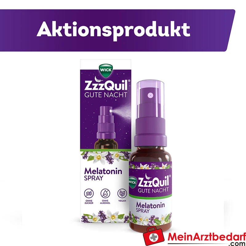 WICK ZzzQuil Gute Nacht Spray Melatonin 1–1,5 mg pro Dosis Einschlafspray 30 ml