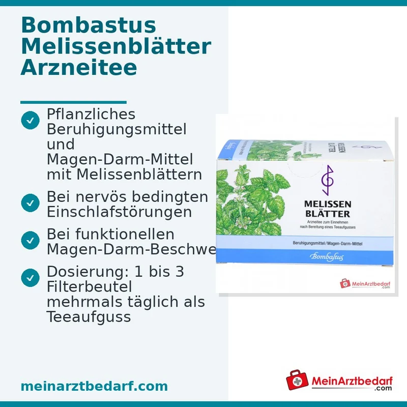 Bombastus Melissenblätter Arzneitee Filterbeutel, 20 Stück à 1,5 g